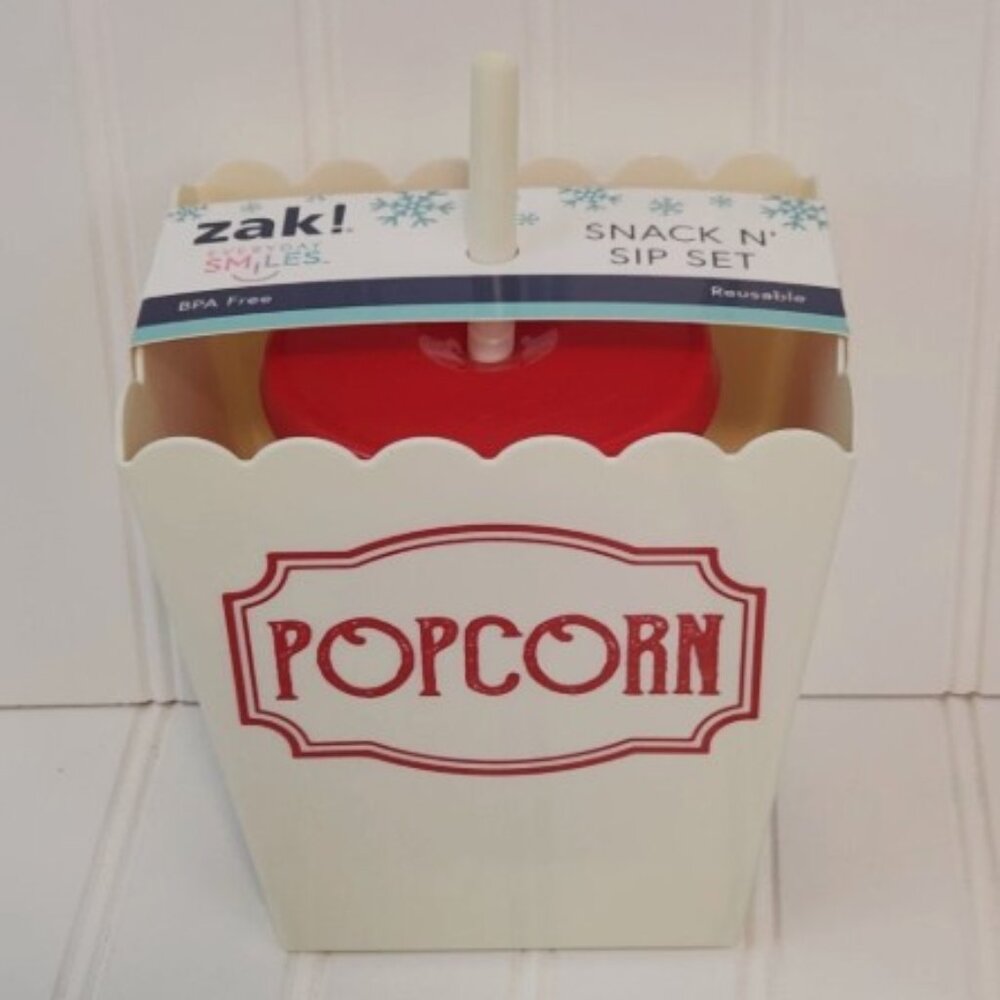 Snack N Sip Set Popcorn Bucket Container Zak Tumbler Snowflakes Target Bullseye